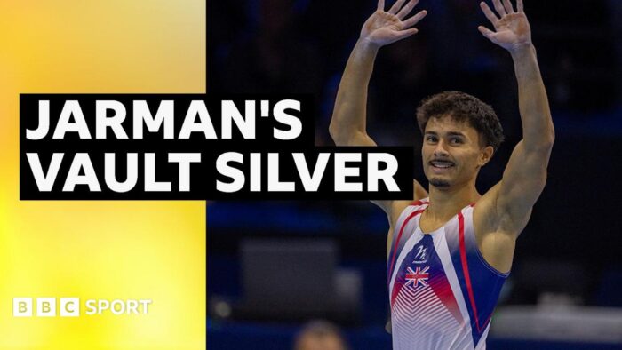 Gymnastics World Championships: Jake Jarman wins historic silver for GB in men's vault final
