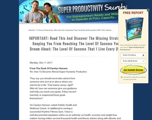 Super Productivity Secrets: For Entrepreneurs Ready And Willing To Operate At FULL Capacity